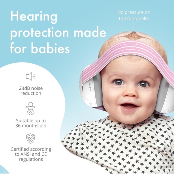 Noise Reduction Earmuffs for Babies and Toddlers Up to 36 Months - White/Pink - Picture 2 of 10